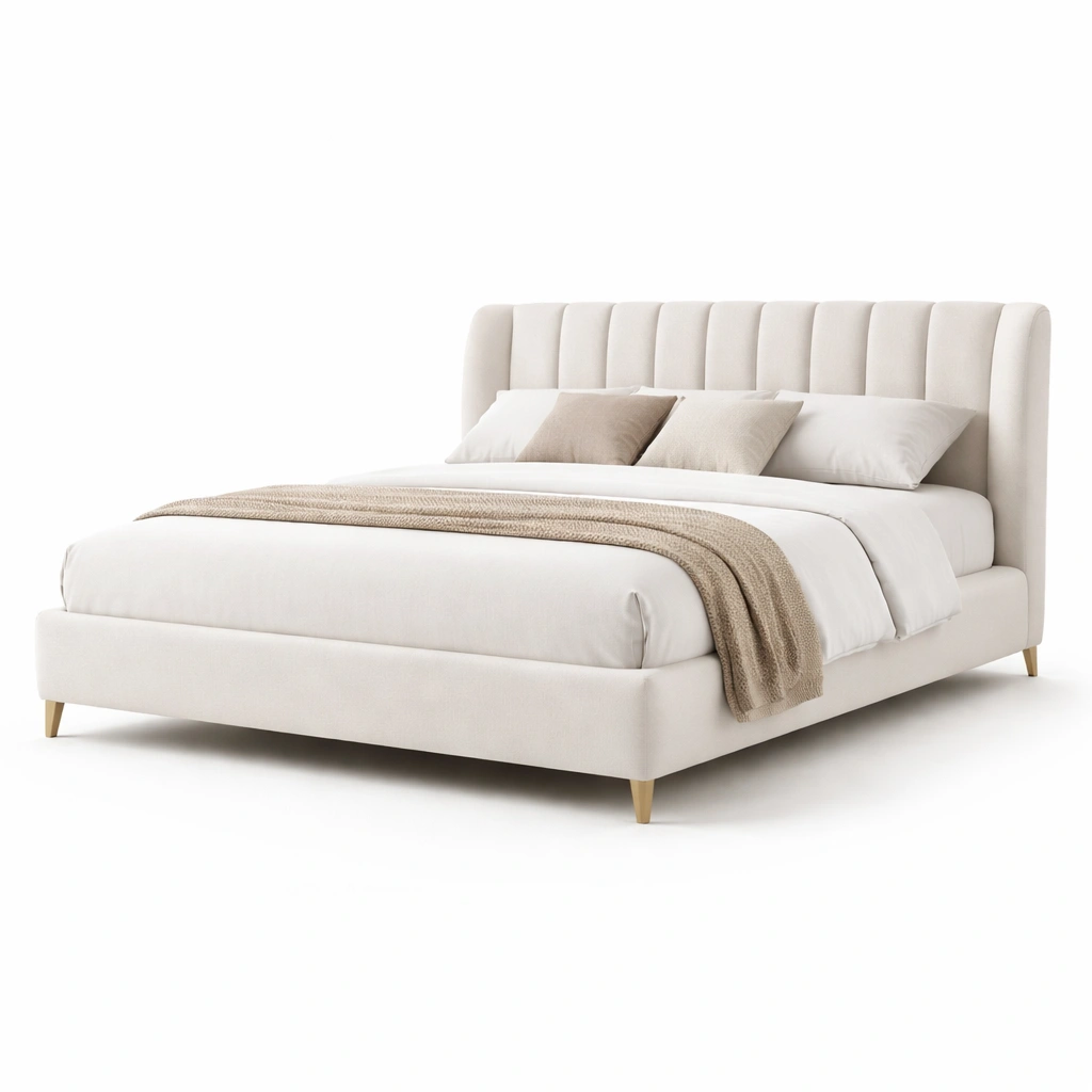 Grosses Polsterbett Beige-kenvorio